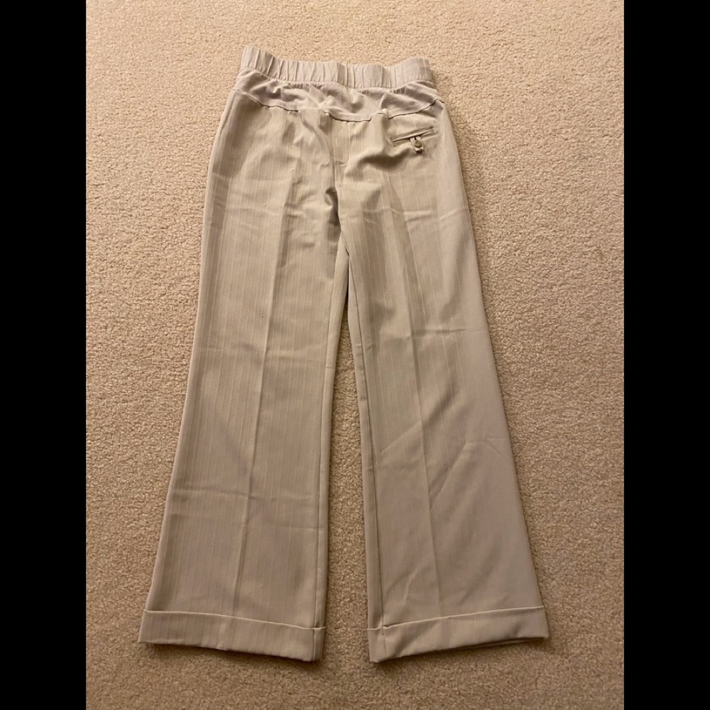 EUC.  Motherhood Maternity Cream Pinstriped Dress Pants.  Size S.